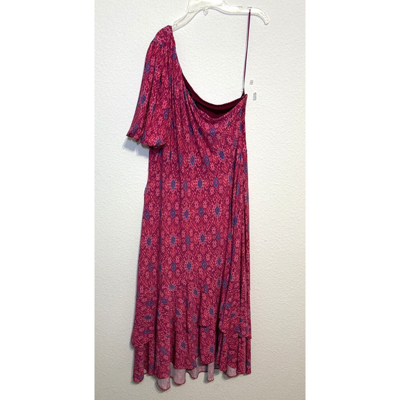 LAUREN RALPH LAUREN Dress Geo-Print Jersey One-Shoulder Wrap Retails $195 (c) - Picture 3 of 8
